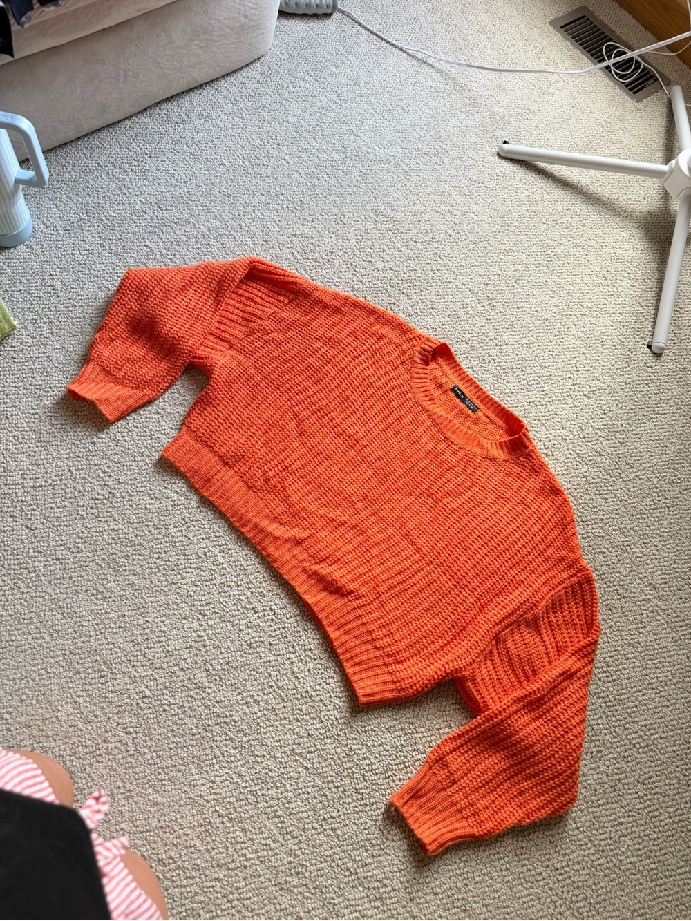 Women’s SHEIN Bright Orange Cropped Crewneck Sweater
